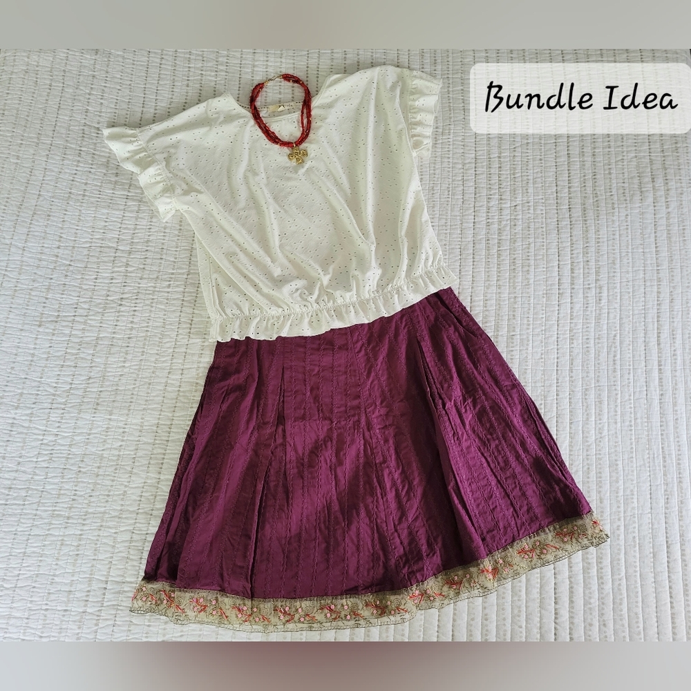 Purple embroidered beaded skirt